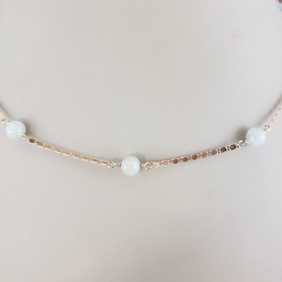 Vintage 14 Karat Yellow Gold and Jadeite Station Necklace #15665 - Picture 7 of 7